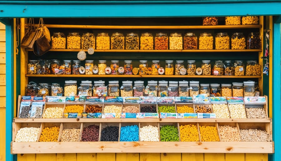 Local store in British Columbia displaying various freeze-dried candy products